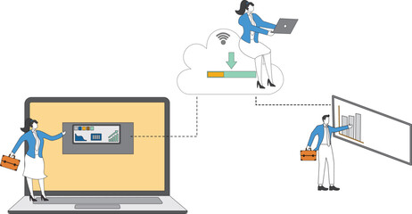 Cloud service, Concept of mobile network, wireless Internet connection technology. Wifi illustration.