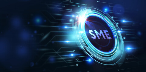 Business, technology, internet and network concept. Virtual screen of the future and sees the inscription: SME. 3d illustration