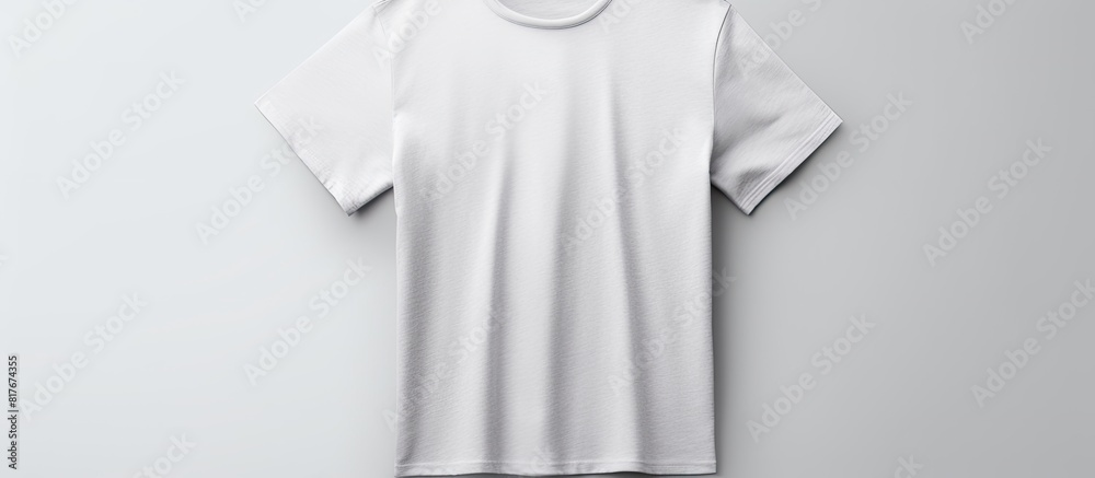 Poster a blank grey t shirt placed on a white background providing ample space for adding images or text