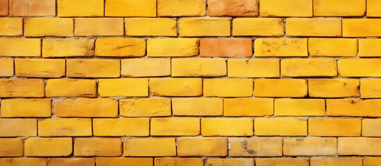 A yellow copy space image of wall cladding with brick textured panels