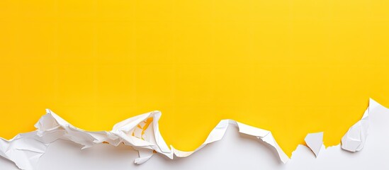 A torn piece of white paper is shown on a vibrant yellow background creating a striking copy space image