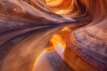 Obraz premium Abstract swirling sand patterns in a desert oasis, showcasing the texture and movement of the shifting sands. 