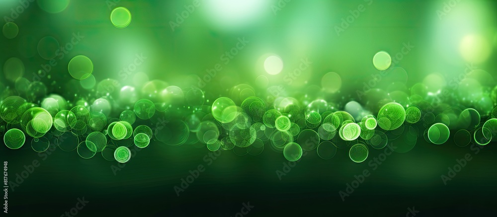 Poster A vibrant and mesmerizing image of green lights with a beautiful bokeh effect perfect for filling in copy space areas