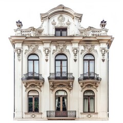 Fototapeta premium photo of a neo renaissance house, 18th century, completely white background
