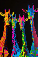 girafe, animaux de la jungle, pop art, coloré, fun