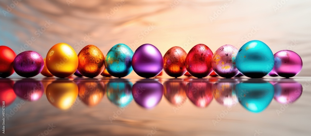 Poster easter eggs in a copy space image