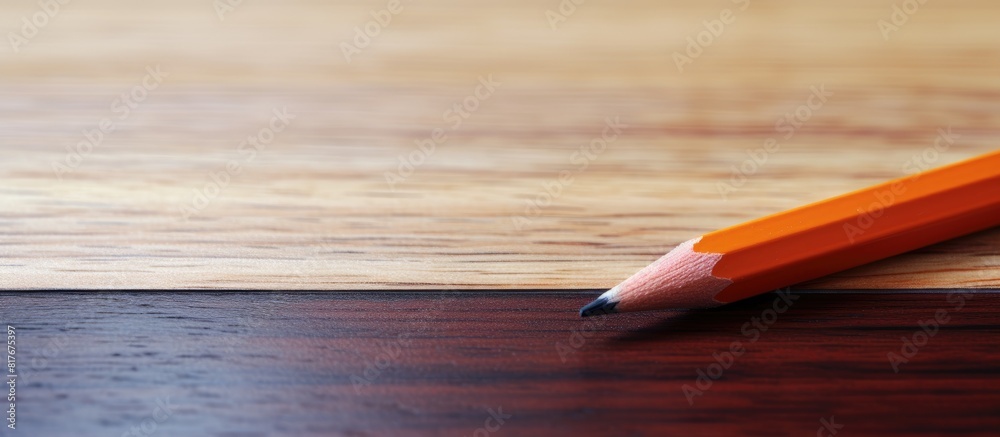 Poster an isolated image of a crayon wax pencil on a wooden surface with copy space