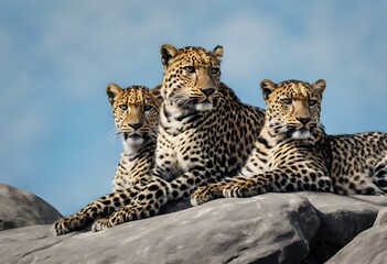 A view of 2 Leopards on a rock