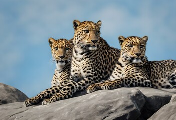 Naklejka premium A view of 2 Leopards on a rock