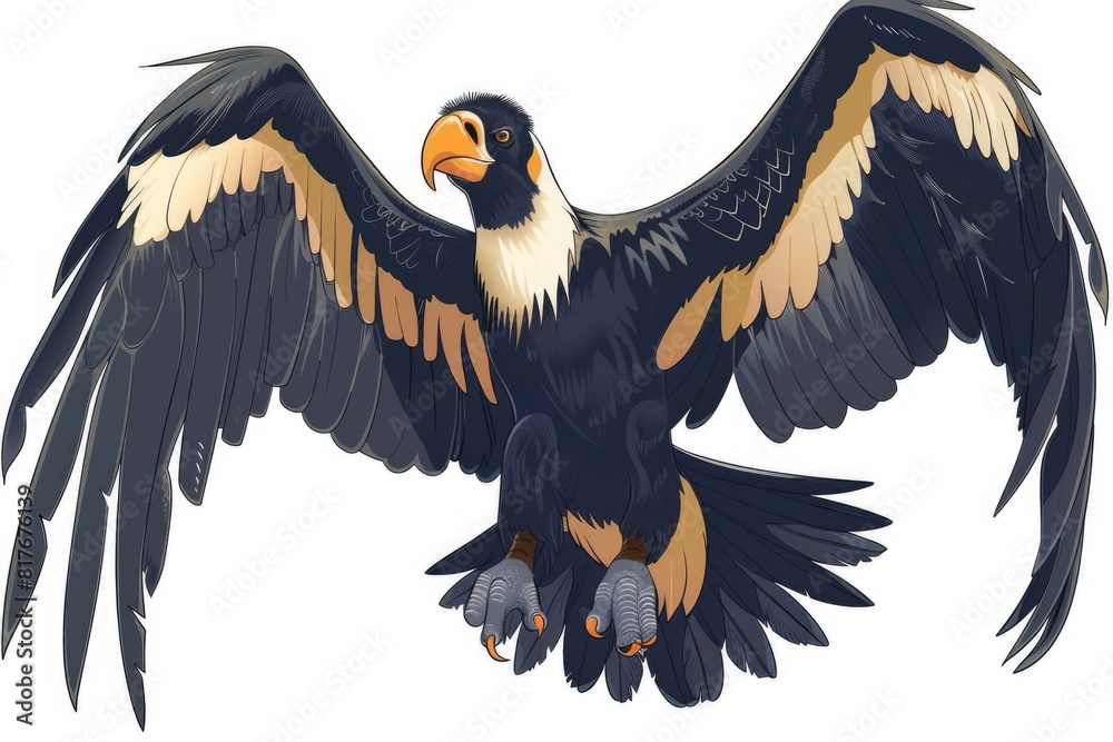 Poster a large black and brown bird with wings spread. suitable for various nature themes