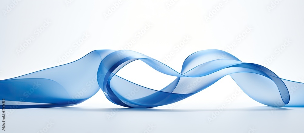 Aufkleber A shiny blue ribbon is displayed on a white background allowing space for additional content or text in the image
