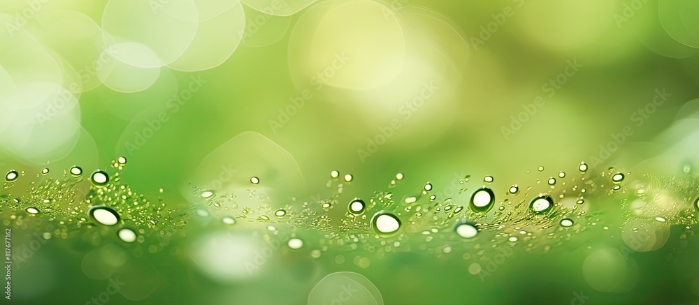 Aufkleber A copy space image of dew drops glistening on a vibrant green bokeh background