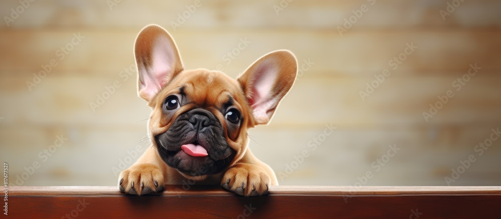 Poster adorable french bulldog puppy with a cheerful expression in a copy space image