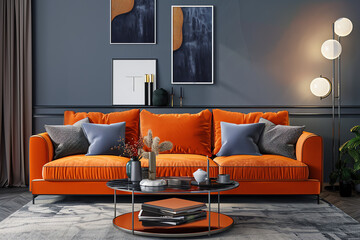 Interior with Orange Sofa