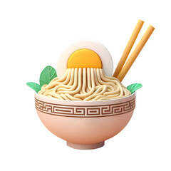 Instant noodles in a white cup, transparent background 1