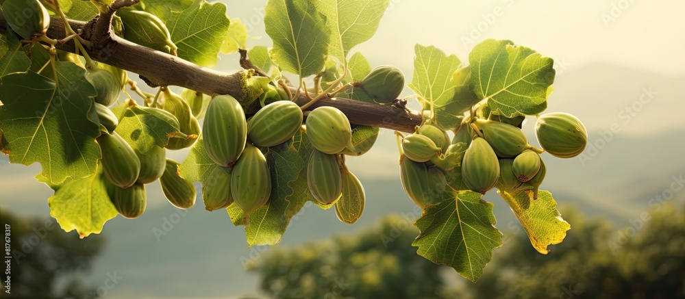 Poster a copy space image of figs hanging from a fig tree branch