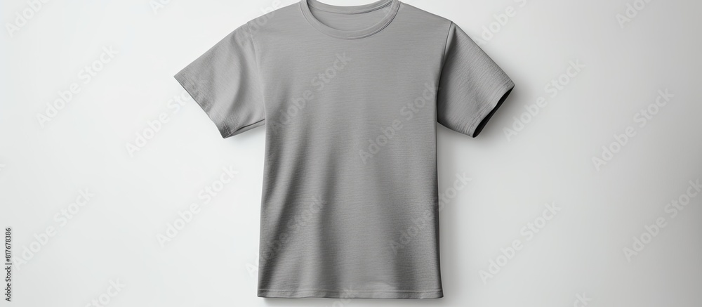 Poster A blank grey t shirt placed on a white background providing ample space for adding images or text