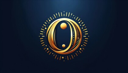 Naklejka premium O golden creative concept Premium Vector, with dark blue background 