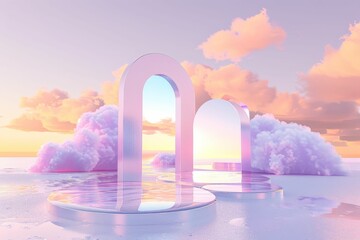 An abstract 3d illustration of floating objects in a business-themed setting   AI generated illustration. Beautiful simple AI generated image in 4K, unique.