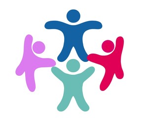 peple in circle, unity diversity  support. Group of arms illustration teamwork