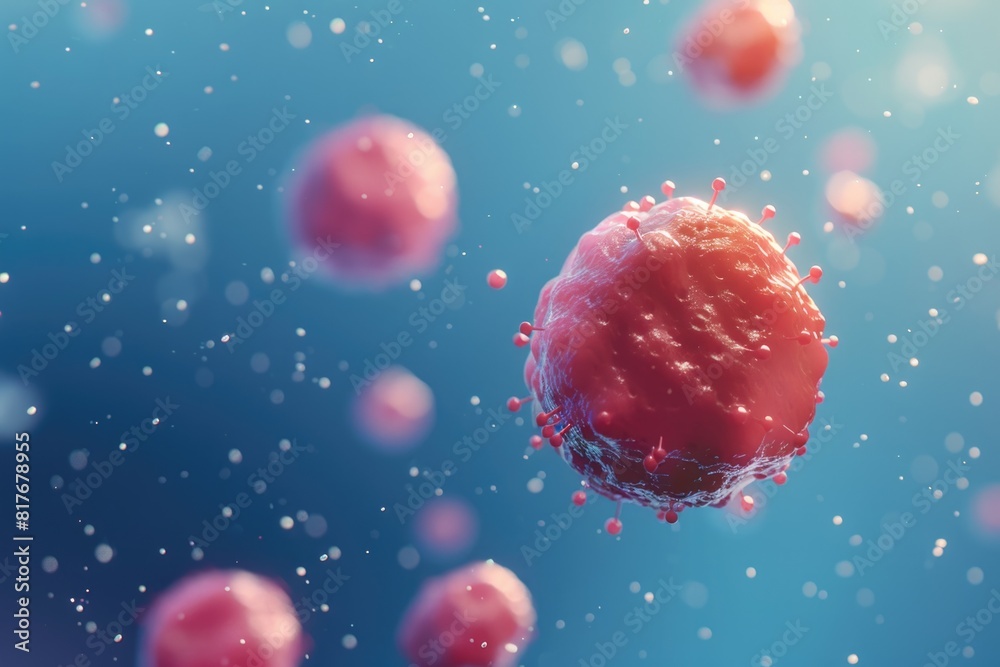 Poster detailed view of a cell floating in the air. suitable for scientific and medical concepts