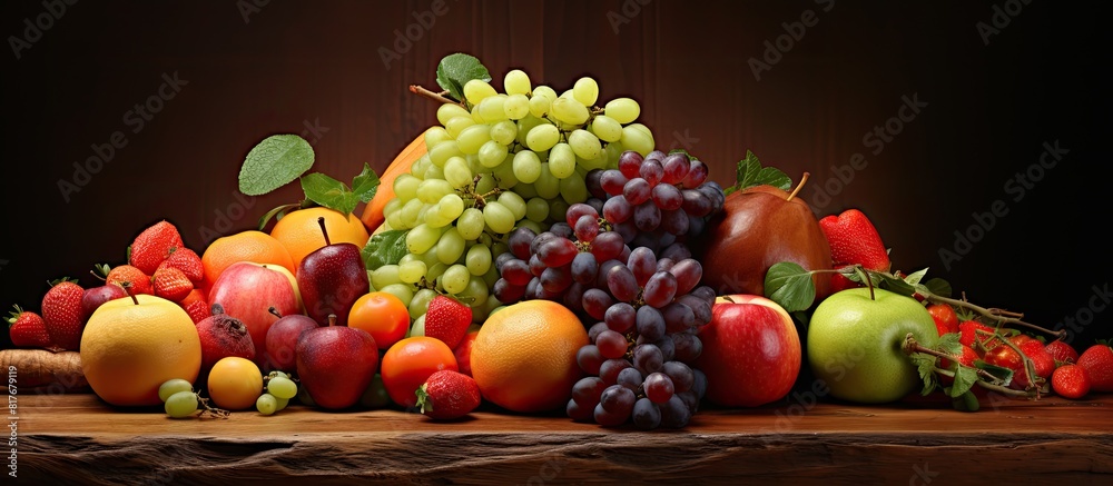 Aufkleber a display of fresh fruits with plenty of copy space image