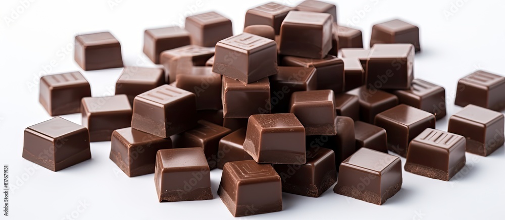 Aufkleber A white background isolates chocolate cubes creating a copy space image