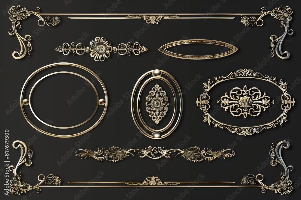 Aufkleber a collection of ornate gold frames and ornaments. perfect for adding a touch of elegance to any desi