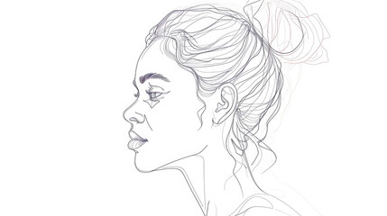 Serene Profile of a Woman Line Art Illustration