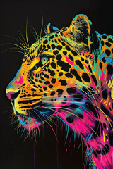 léopard, animaux de la jungle, pop art, coloré, fun