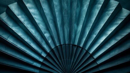 Highresolution image showing the intricate folds of a dark green fan, forming a soft, neutral, and symmetrical textured background