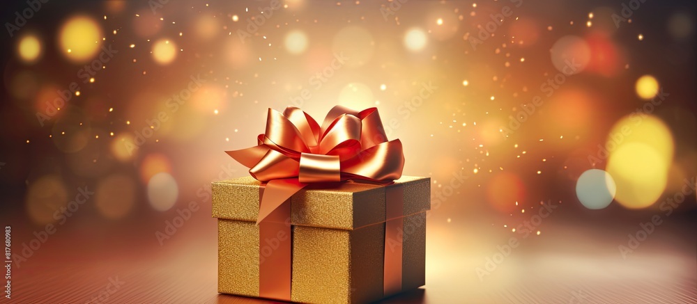 Leinwandbilder colorful background with a gift box adorned with a golden ribbon bow creating a visually appealing c
