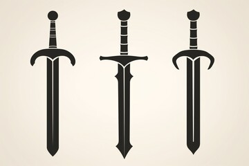 Illustration of three simple, stylized sword icons, representing themes of legal struggle, conflict resolution, and judicial power