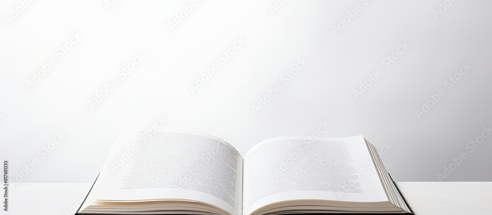 Poster An open book with a white background providing space for text Copy space image