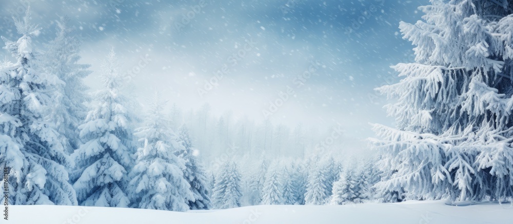 Aufkleber snow covered christmas tree branch in a winter background with copy space image