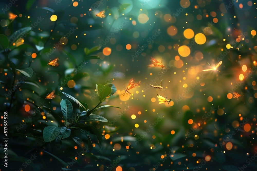 Poster a group of colorful butterflies fluttering around a tree. ideal for nature and wildlife concepts