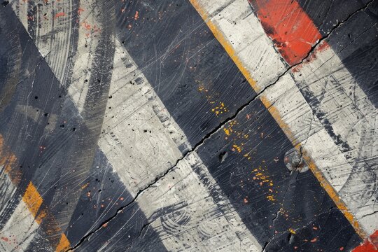 Bird s eye view of a race car pit with markings and tire tracks