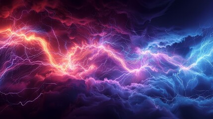 Naklejka premium The image is showing the power of lightning with vibrant blue and red colors.