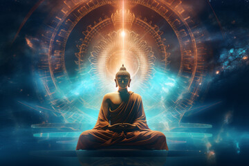 Tantric Meditation. Buddha experiencing a transcendental phase