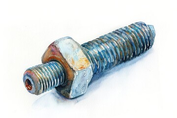 Detailed shot of a bolt on a plain white background, suitable for industrial concepts