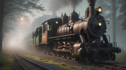 Fototapeta premium AI image generate steam train