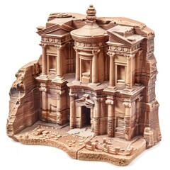 Small 3d model of the ruins of Petra isolated