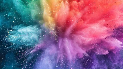 Fototapeta premium A vibrant burst of colored powder creates a dynamic and energetic abstract image, symbolizing creativity and explosion