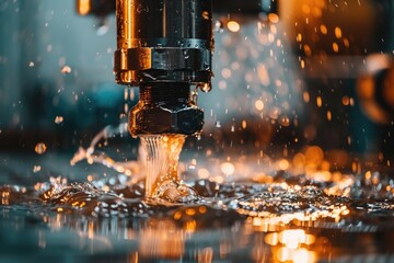 Close up of a machine with water pouring out, suitable for industrial concepts