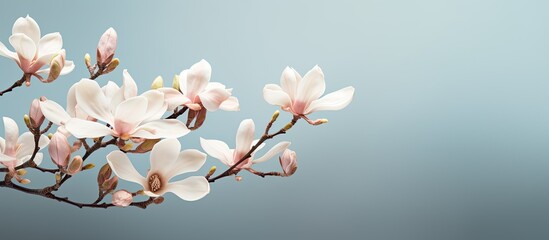 Close up image of a beautiful magnolia with empty space around it for creative purposes. Creative banner. Copyspace image