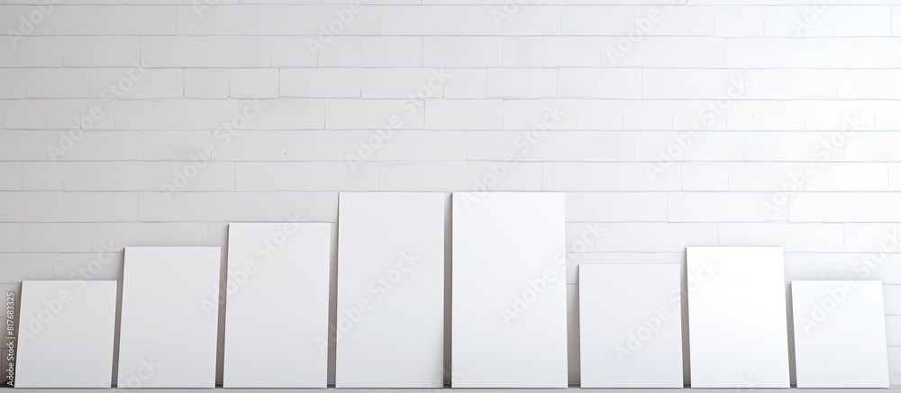 Poster Design mockup with white background featuring empty white paper sheets and cards perfect for adding your own content Copy space image