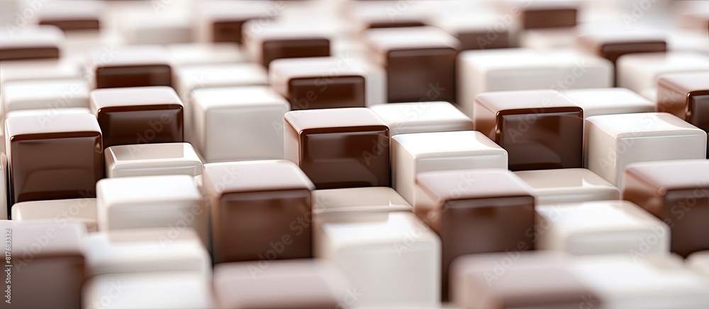 Aufkleber A white background isolates chocolate cubes creating a copy space image