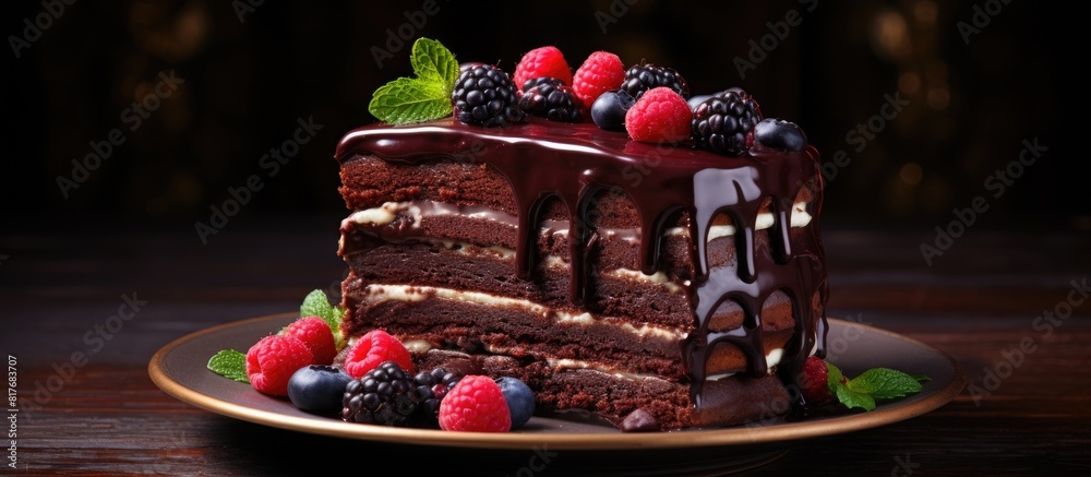 Aufkleber a delicious rich cake made with layers of sweet dark chocolate perfect for indulging in a slice or t
