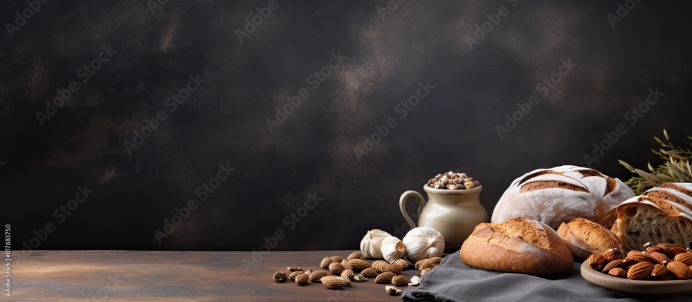 Poster a rustic slate plate with a hessian table cloth showcasing a delicious copy space image of fresh sou