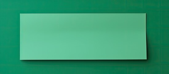 A green desktop backdrop featuring a blank paper tag label or sticker with ample copy space for adding content